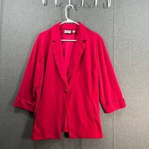 GRAVER Susan Graver LK Fusion 3/4 Sleeve Cutaway Hem Blazer Passion Pink  XLarge